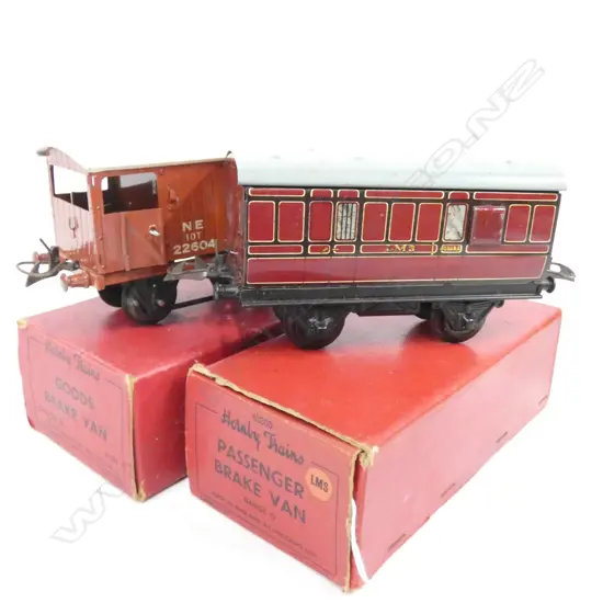 TWO BOXED HORNBY PIECES; GOODS BRAKE VAN & PASSENGER BRAKE VAN